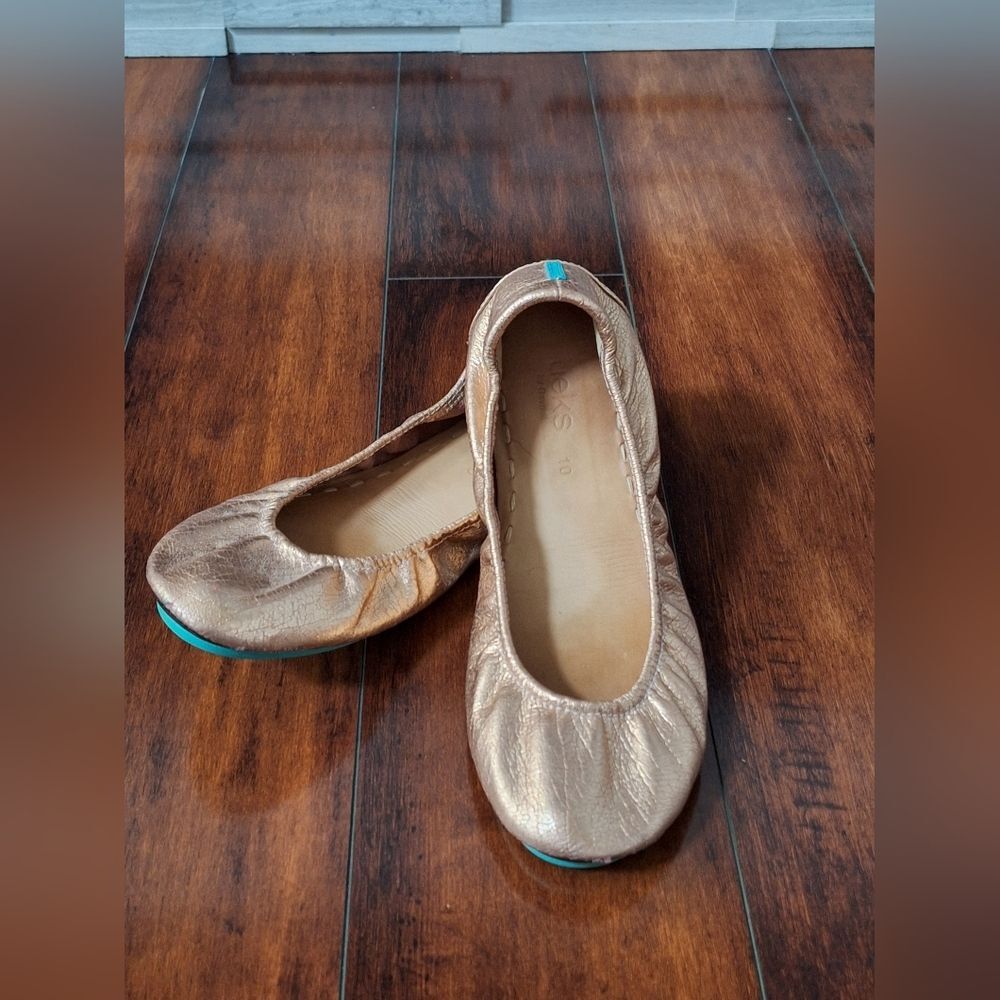 TIEKS by Gavrieli Ballet Flats Womens Sz 10 Metallic Bronze Leather Minimalist